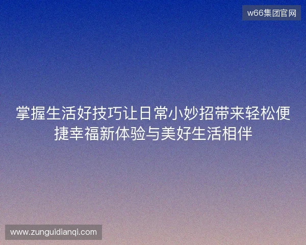 掌握生活好技巧让日常小妙招带来轻松便捷幸福新体验与美好生活相伴